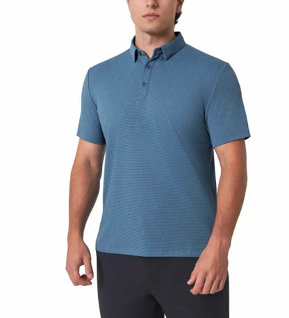 Modern Ambition Men's Stretch Moisture Wicking Short Sleeve Polo Shirt (US, Alpha, Small, Regular, Regular, Blue)