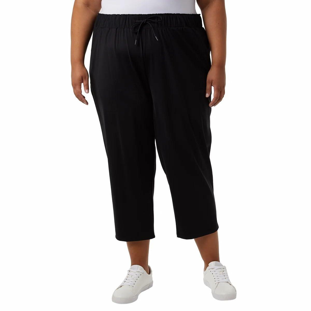 32 Degrees Women Nylon Lux Capri (US, Alpha, X-Large, Regular, Regular, Black)