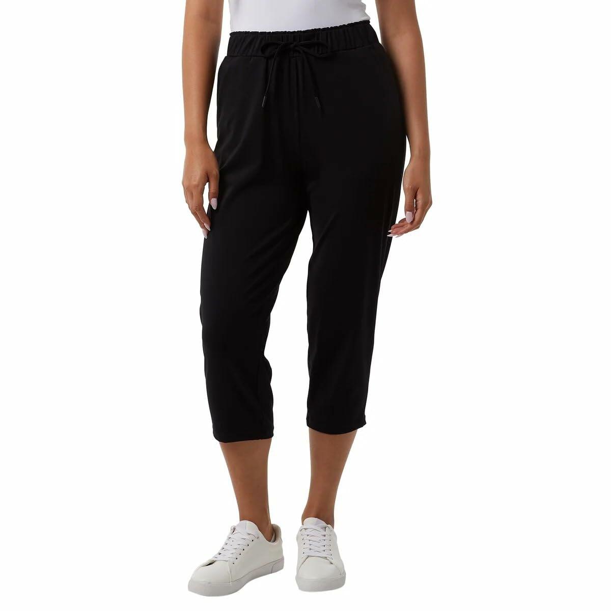 32 Degrees Women Nylon Lux Capri (US, Alpha, X-Large, Regular, Regular, Black)