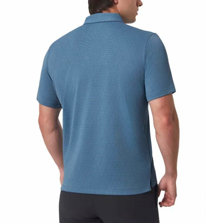 Modern Ambition Men's Stretch Moisture Wicking Short Sleeve Polo Shirt (US, Alpha, Small, Regular, Regular, Blue)