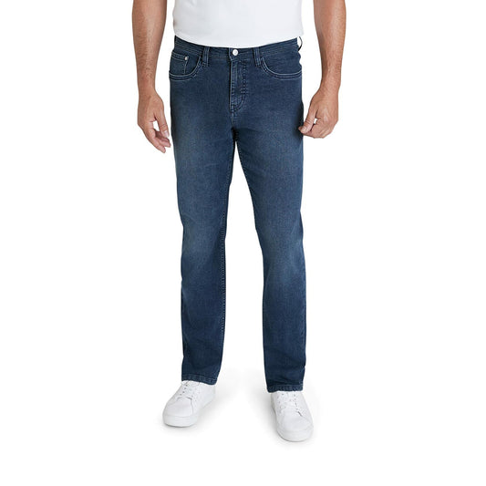 IZOD Men's Relaxed Fit Jeans - Comfortable Stretch Casual Pull On Denim Jeans for Men - Expanded Leg Men's Fashion Pants, Size 36W x 32L, Iron Blue