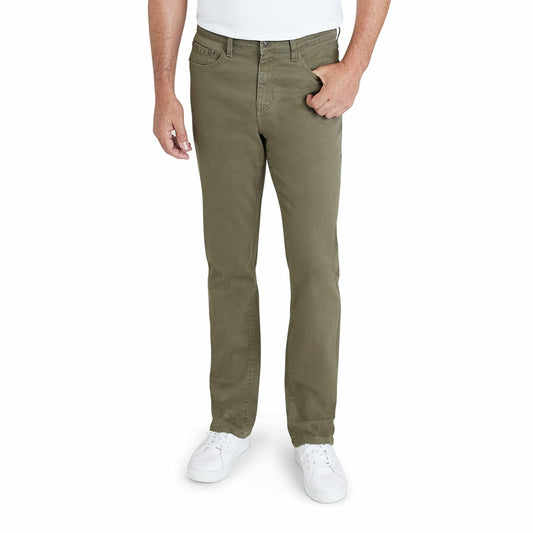 IZOD Men's Relaxed Fit Jeans - Classic 5-Pocket Comfort Stretch Denim - Straight Leg Casual Work Pants for Men, Size 36W x 32L, Smoky Olive