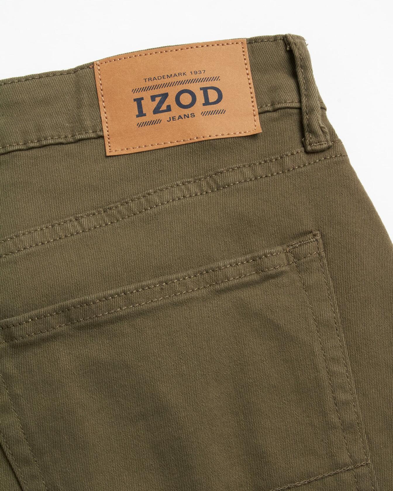IZOD Men's Relaxed Fit Jeans - Classic 5-Pocket Comfort Stretch Denim - Straight Leg Casual Work Pants for Men, Size 36W x 32L, Smoky Olive