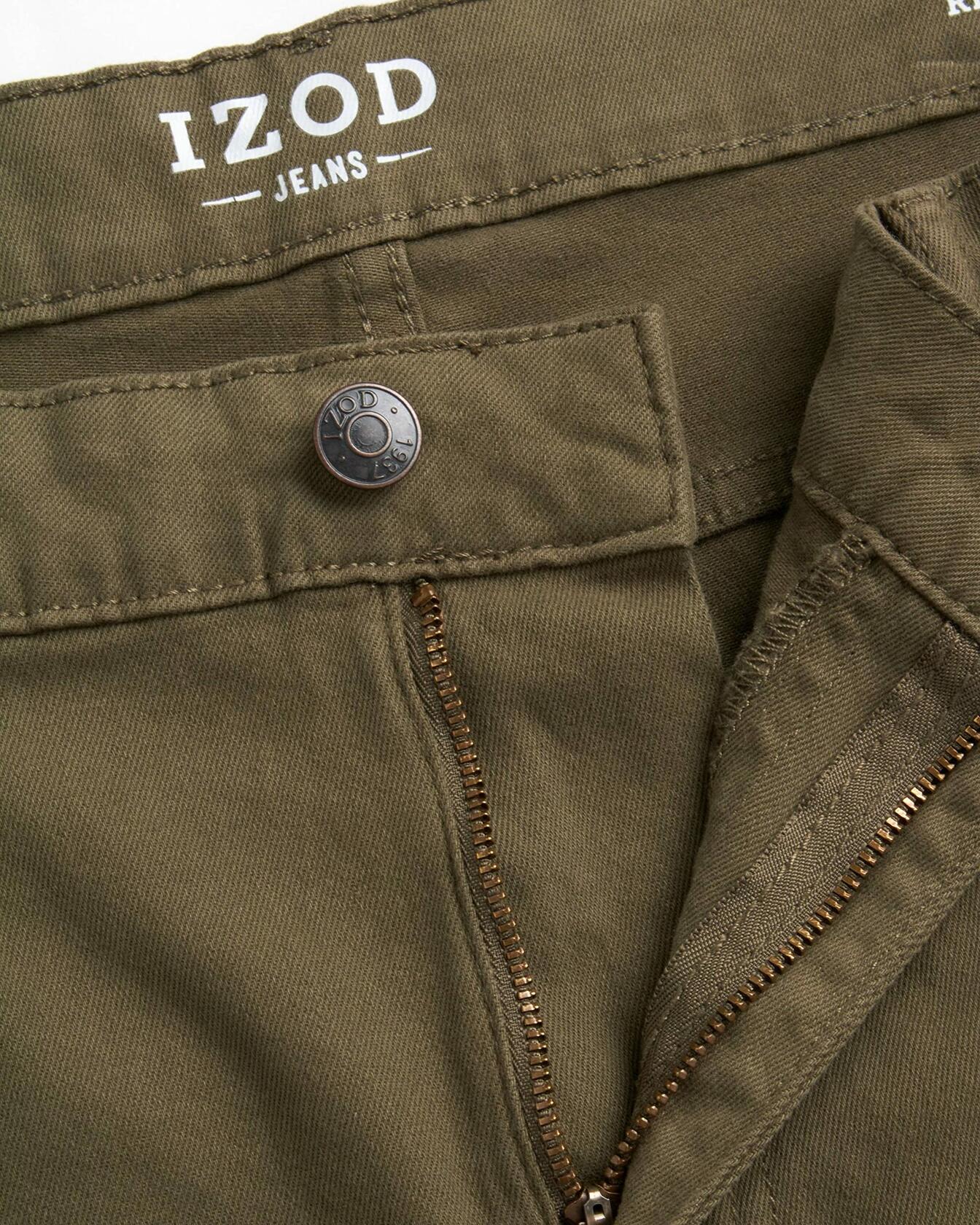 IZOD Men's Relaxed Fit Jeans - Classic 5-Pocket Comfort Stretch Denim - Straight Leg Casual Work Pants for Men, Size 36W x 32L, Smoky Olive