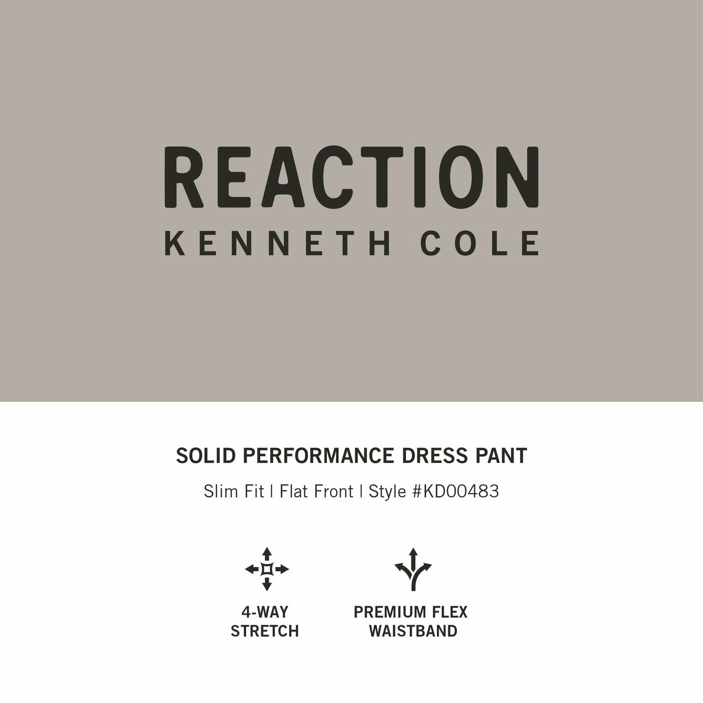 Kenneth Cole REACTION mens 4-way Stretch Solid Gab Slim Fit Dress Pants, Black, 32W x 29L US