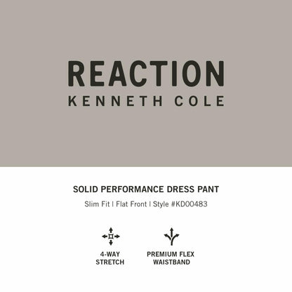 Kenneth Cole REACTION mens 4-way Stretch Solid Gab Slim Fit Dress Pants, Black, 32W x 29L US
