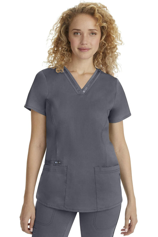 Healing Hands Scrub Top for Women with 3 Pockets and Easy Care, 2-Way Stretch Fabric Plus Size 2278, 3XL, Pewter