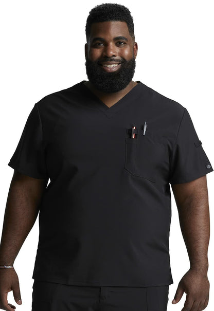 Dickies EDS Essentials Men Scrubs Top Tuckable V-Neck DK635, L, Black