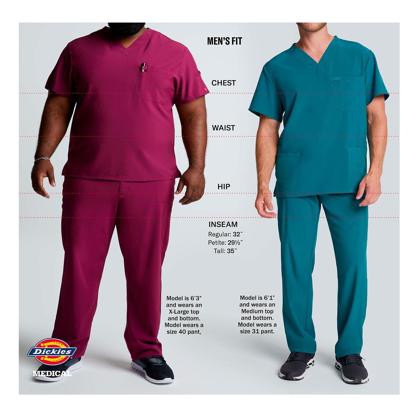 Dickies EDS Essentials Men Scrubs Top Tuckable V-Neck DK635, L, Black