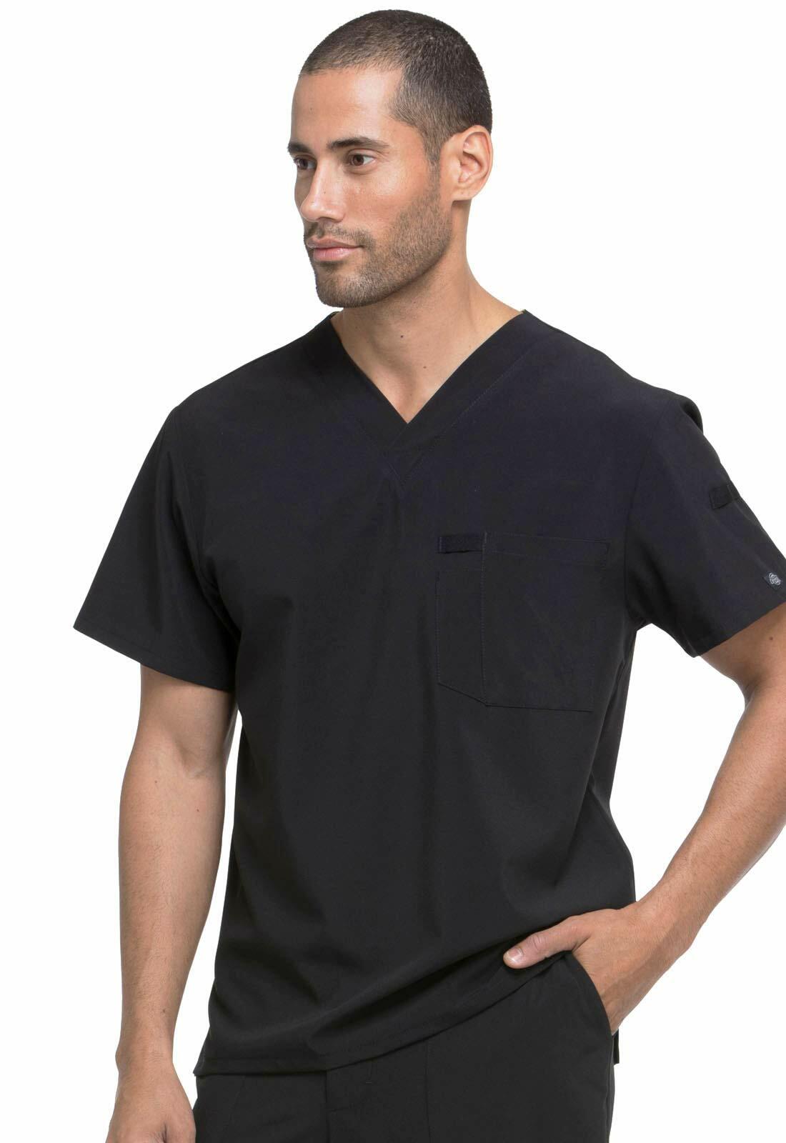 Dickies EDS Essentials Men Scrubs Top Tuckable V-Neck DK635, L, Black