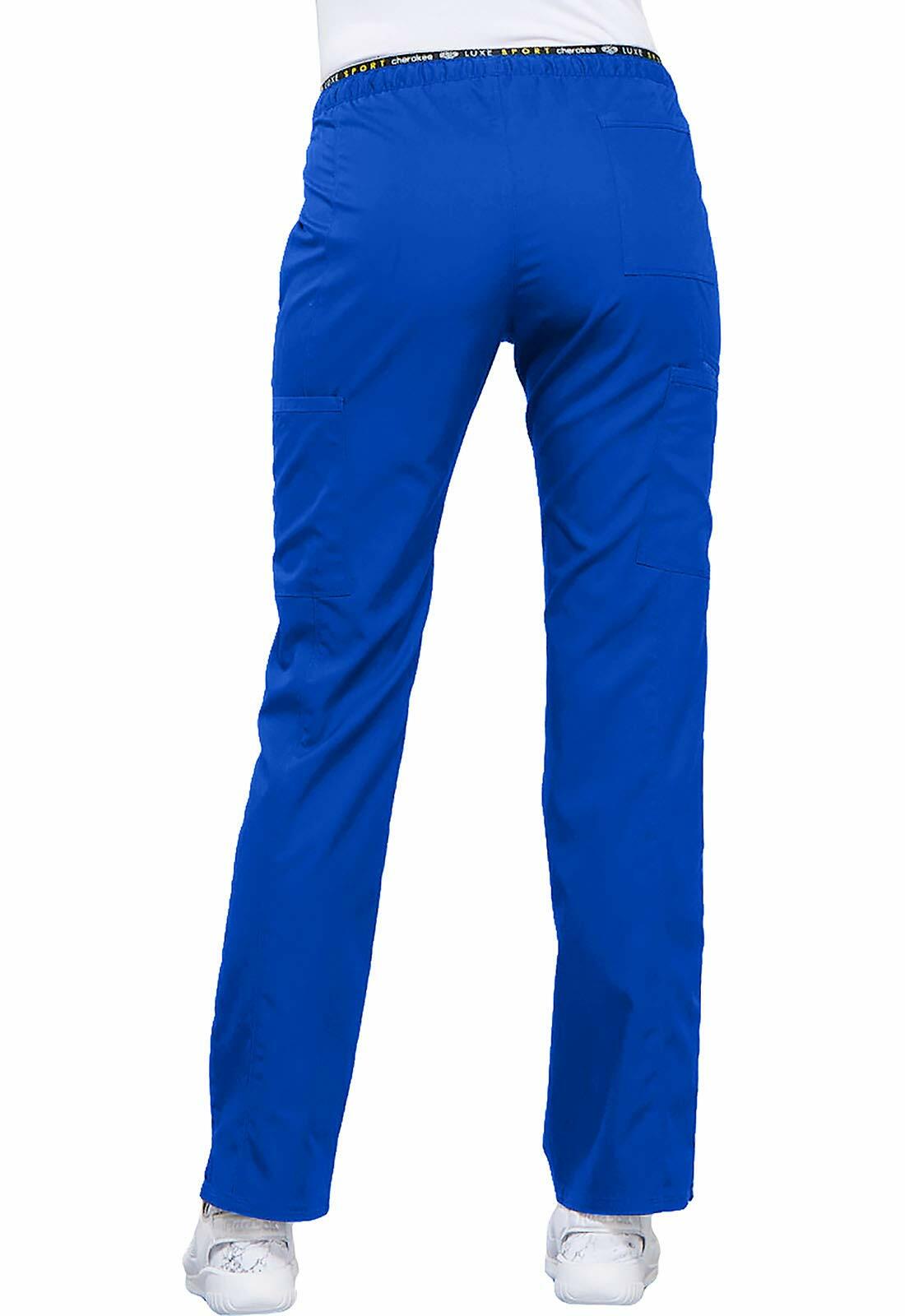 Cherokee Women's Luxe Sport Mid Rise Straight Leg Pull-on Pant, Royal, Small Tall