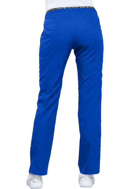 Cherokee Women's Luxe Sport Mid Rise Straight Leg Pull-on Pant, Royal, Small Tall