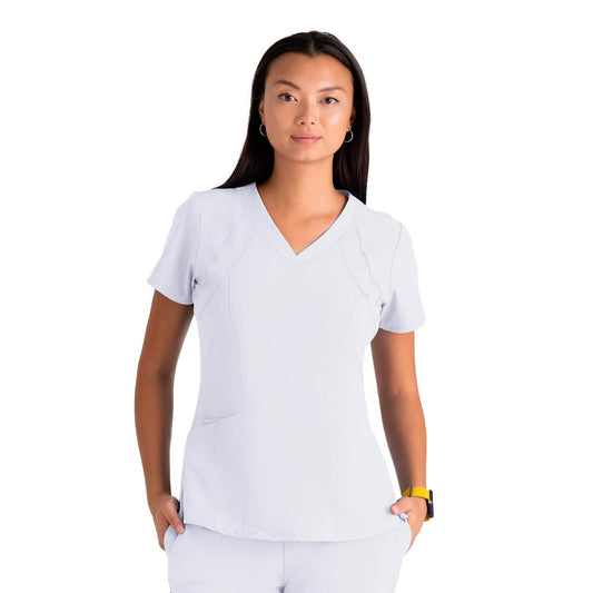 BARCO One 5105 Women's Racer V-Neck Scrub Top White 3XL