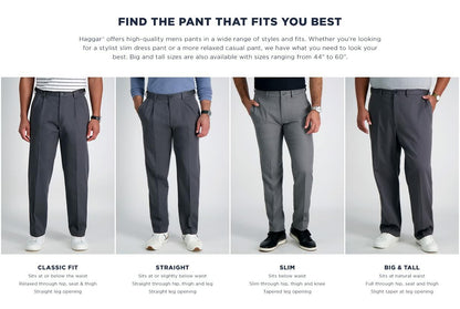 Haggar Mens 4-way Stretch Straight Fit Flat Front Dress Pants, Light Grey, 40W X 30L US