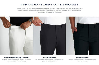 Haggar Mens 4-way Stretch Straight Fit Flat Front Dress Pants, Light Grey, 40W X 30L US
