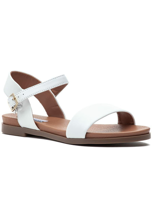 Steve Madden Women's DONDDI Sandal, white leather, 7.5 M US