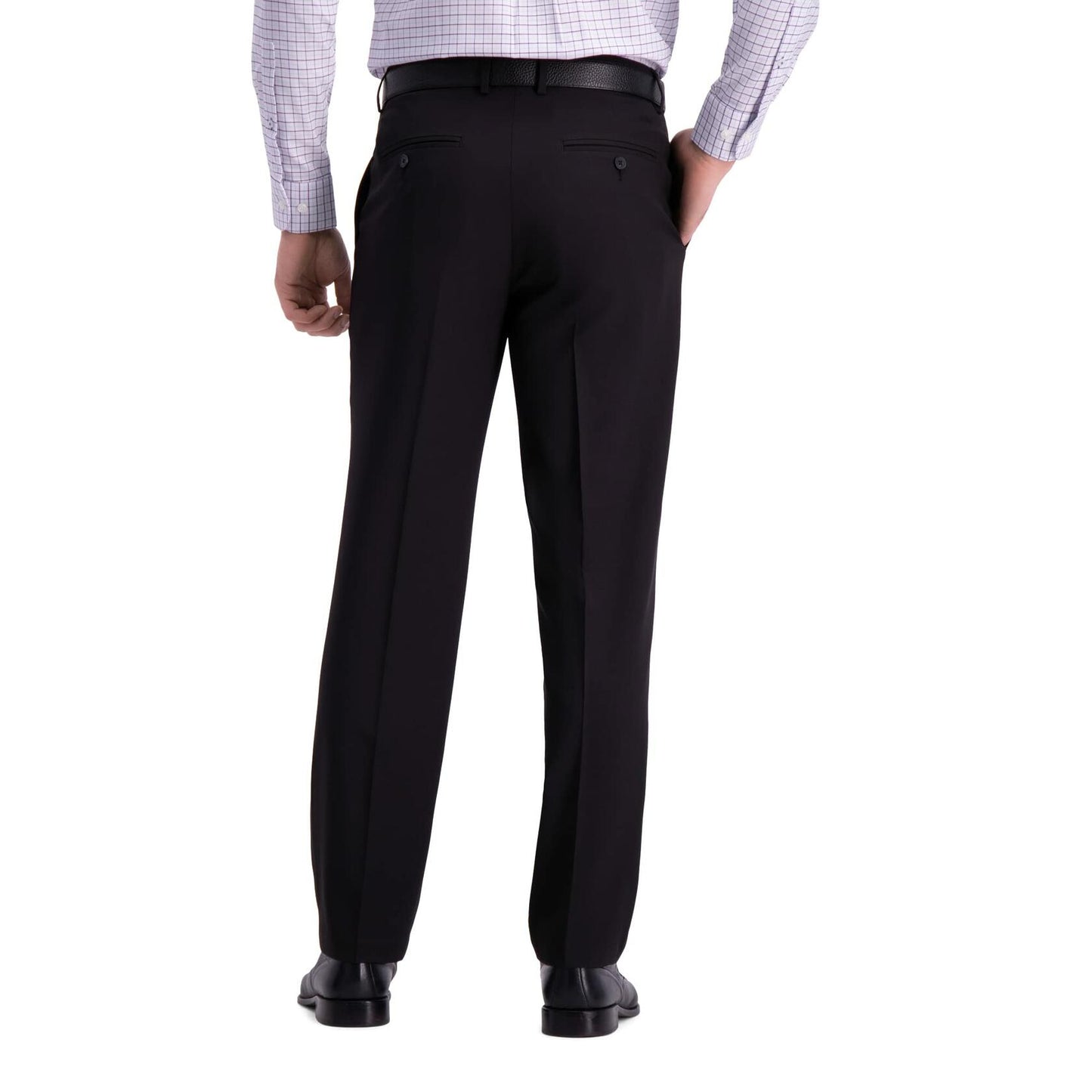 Haggar Men's Premium Comfort Dress Pant-Straight Fit Flat Front (Regular and Big & Tall Sizes), Black, 32W x 34L