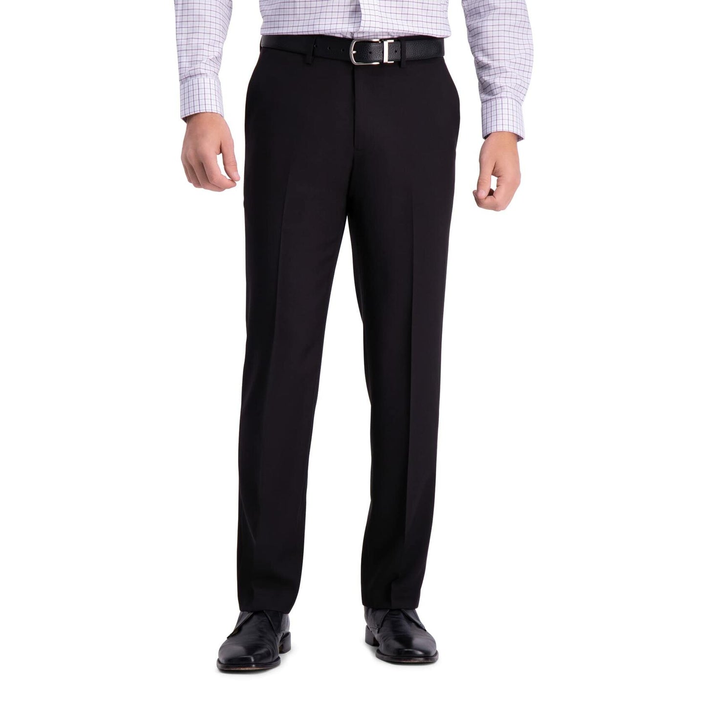 Haggar Men's Premium Comfort Dress Pant-Straight Fit Flat Front (Regular and Big & Tall Sizes), Black, 32W x 34L