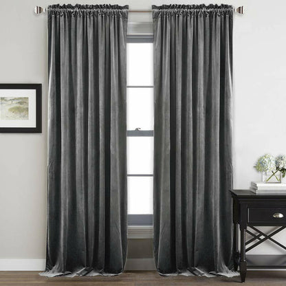 StangH Grey Velvet Curtains 84 inches Long - Soft Thick Velvet Blackout Window Drapes Thermal Insulated Window Treatment for Bedroom/Living Room/Dorm, W52 x L84 Per Panel, Set of 2