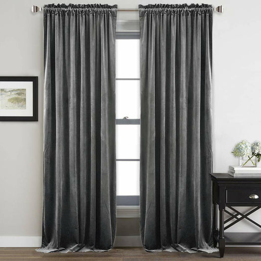 StangH Grey Velvet Curtains 84 inches Long - Soft Thick Velvet Blackout Window Drapes Thermal Insulated Window Treatment for Bedroom/Living Room/Dorm, W52 x L84 Per Panel, Set of 2