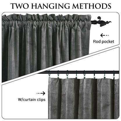 StangH Grey Velvet Curtains 84 inches Long - Soft Thick Velvet Blackout Window Drapes Thermal Insulated Window Treatment for Bedroom/Living Room/Dorm, W52 x L84 Per Panel, Set of 2