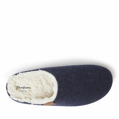 Dearfoams Men's Microwool Clog with Molded Footbed Slipper, Navy, Small