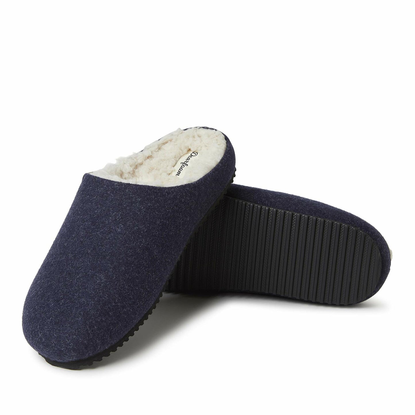Dearfoams Men's Microwool Clog with Molded Footbed Slipper, Navy, Small