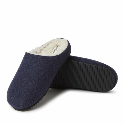 Dearfoams Men's Microwool Clog with Molded Footbed Slipper, Navy, Small
