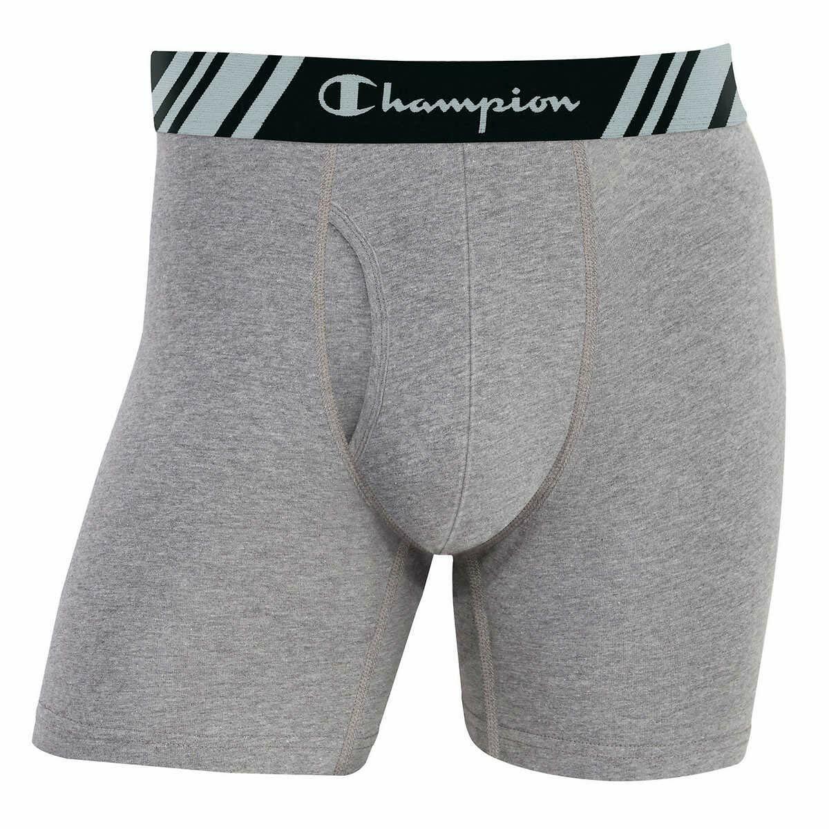 Champion Men's Boxer Briefs All Day Comfort No Ride Up Double Dry X-Temp 5 Pack (Black - Navy - Grey, Large)