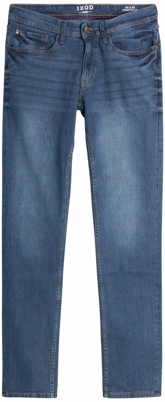 IZOD Men's Straight Leg Jeans - Comfortable Stretch Casual Pull On Denim Jeans for Men - Lightweight Men's Fashion Pants, Size 40W x 32L, Indigo Blast