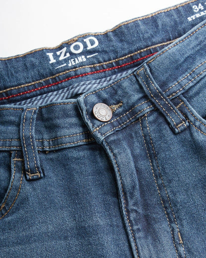 IZOD Men's Straight Leg Jeans - Comfortable Stretch Casual Pull On Denim Jeans for Men - Lightweight Men's Fashion Pants, Size 40W x 32L, Indigo Blast