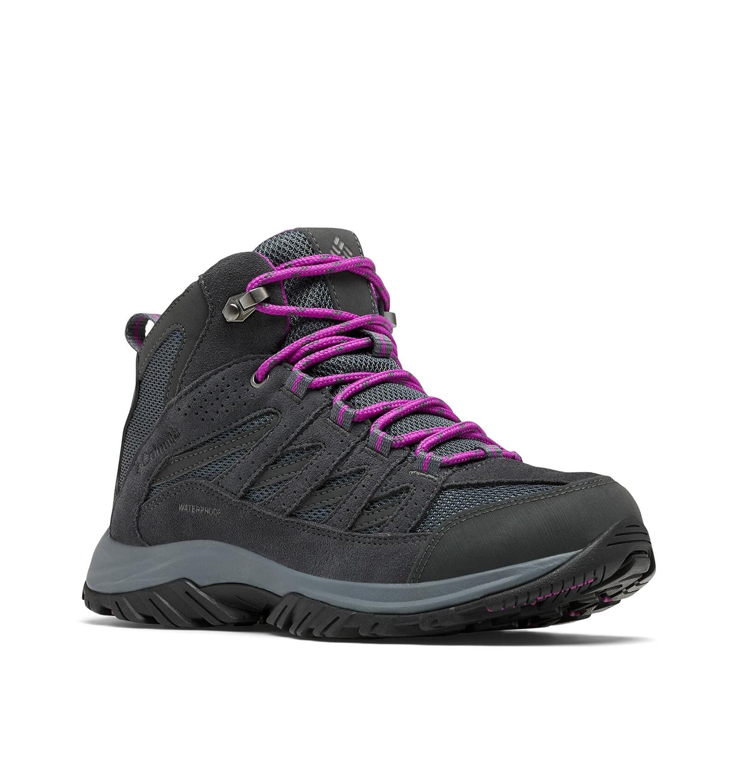 Columbia womens Crestwood Mid Waterproof Boot Hiking Shoe, Graphite/Bright Plum, 9 Wide US
