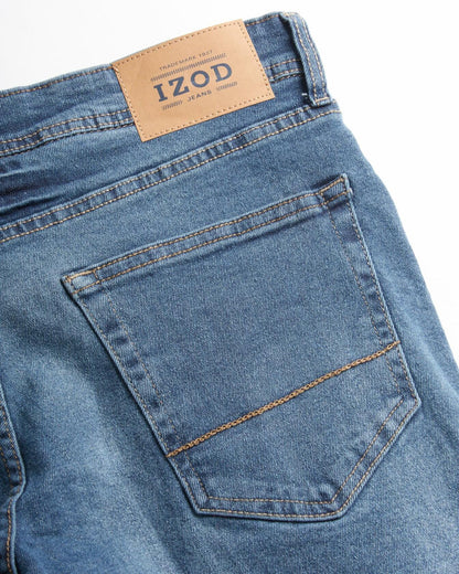 IZOD Men's Straight Leg Jeans - Comfortable Stretch Casual Pull On Denim Jeans for Men - Lightweight Men's Fashion Pants, Size 40W x 32L, Indigo Blast