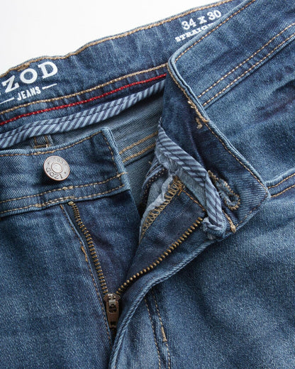 IZOD Men's Straight Leg Jeans - Comfortable Stretch Casual Pull On Denim Jeans for Men - Lightweight Men's Fashion Pants, Size 40W x 32L, Indigo Blast