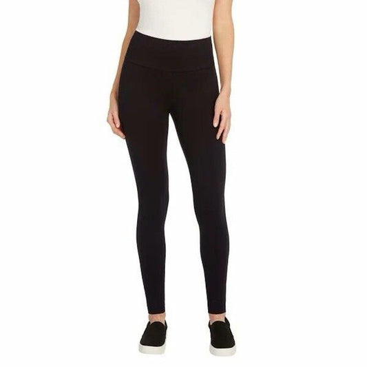 Max & Mia Women's The High Waist French Terry Legging Pant (US, Alpha, Large, Regular, Regular, Black)