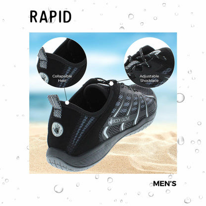 Body Glove Men's Dynamo Rapid 2.0 - Multipurpose Water Shoes for Hiking, Beach, Outdoor and Swimming - Hydro Sport Water Shoes in Black/Charcoal