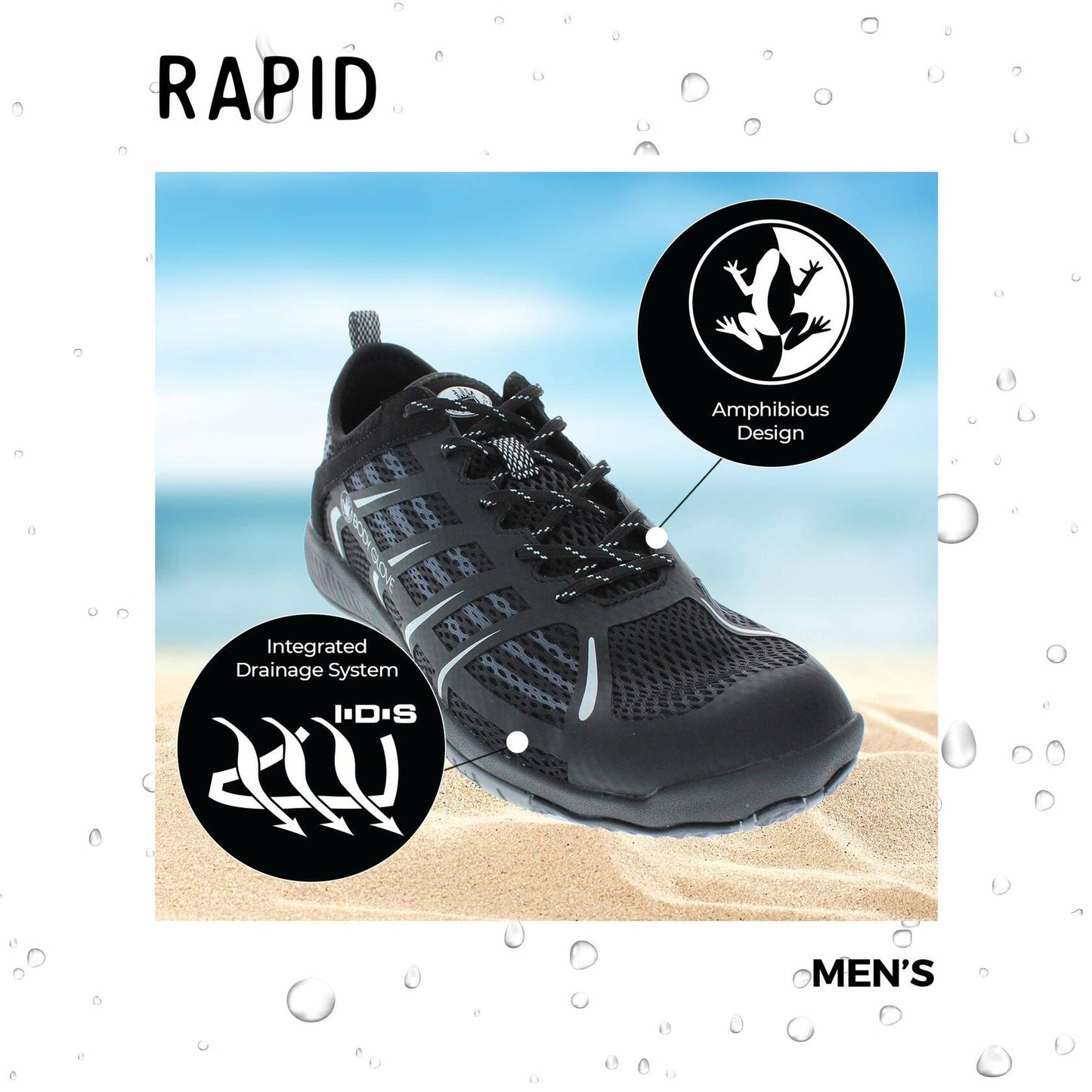 Body Glove Men's Dynamo Rapid 2.0 - Multipurpose Water Shoes for Hiking, Beach, Outdoor and Swimming - Hydro Sport Water Shoes in Black/Charcoal