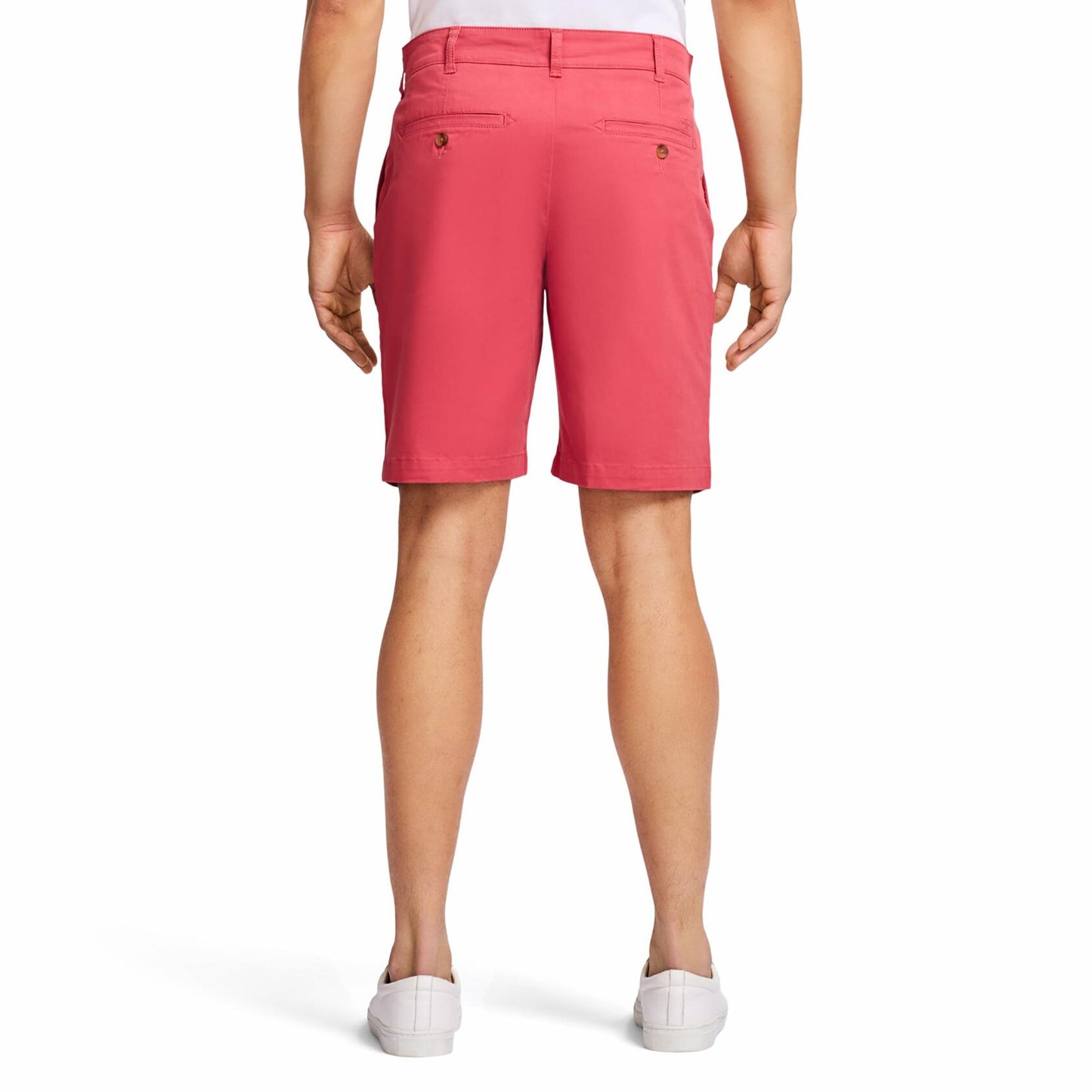 IZOD Men's 9.5" Flat Front Chino Short, Saltwater Red