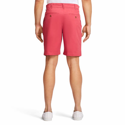 IZOD Men's 9.5" Flat Front Chino Short, Saltwater Red