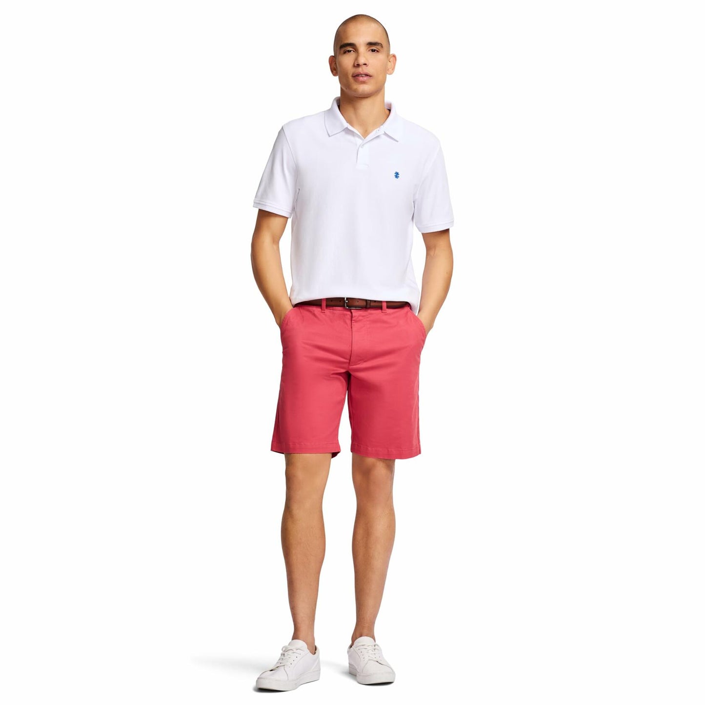 IZOD Men's 9.5" Flat Front Chino Short, Saltwater Red