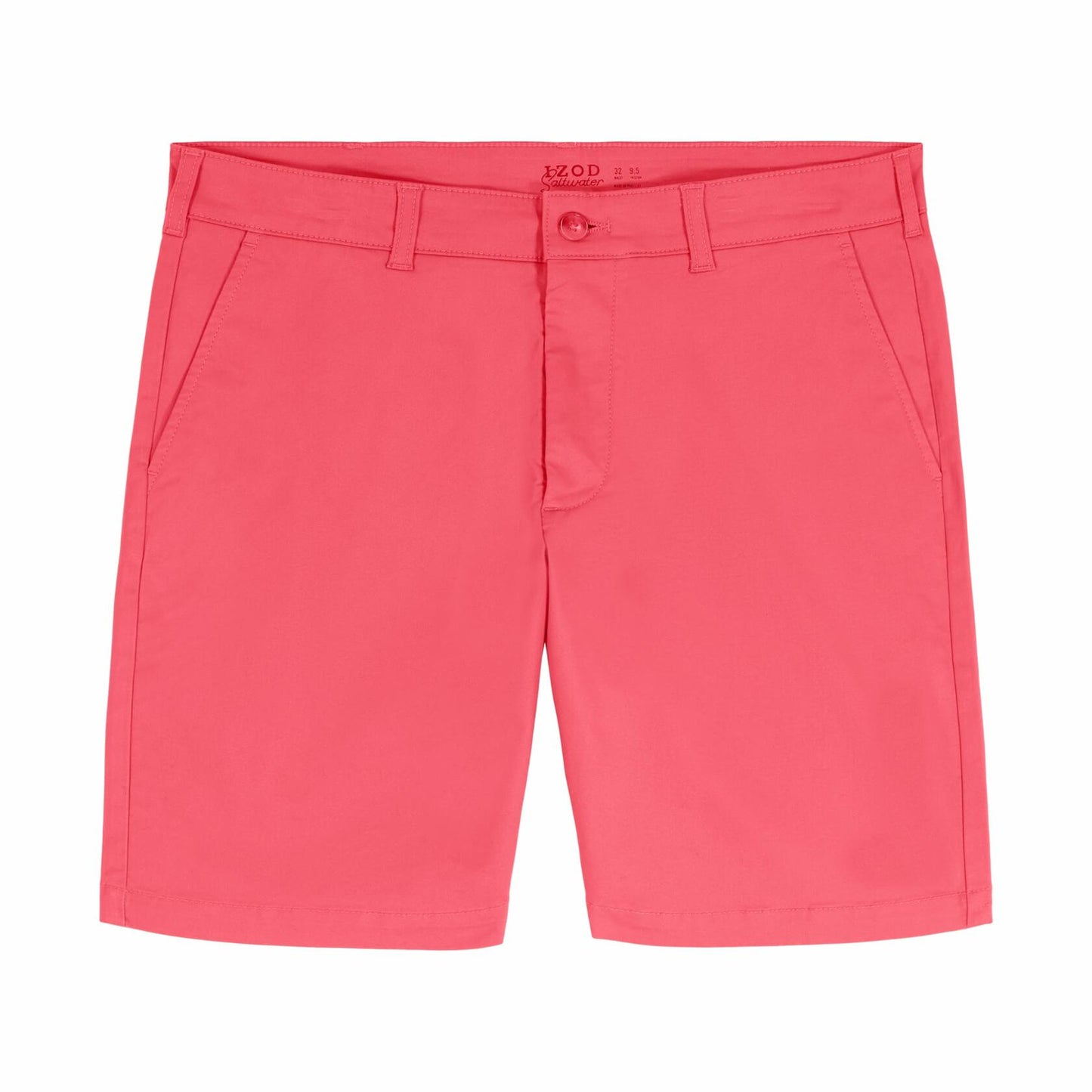 IZOD Men's 9.5" Flat Front Chino Short, Saltwater Red