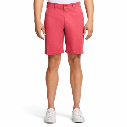 IZOD Men's 9.5" Flat Front Chino Short, Saltwater Red