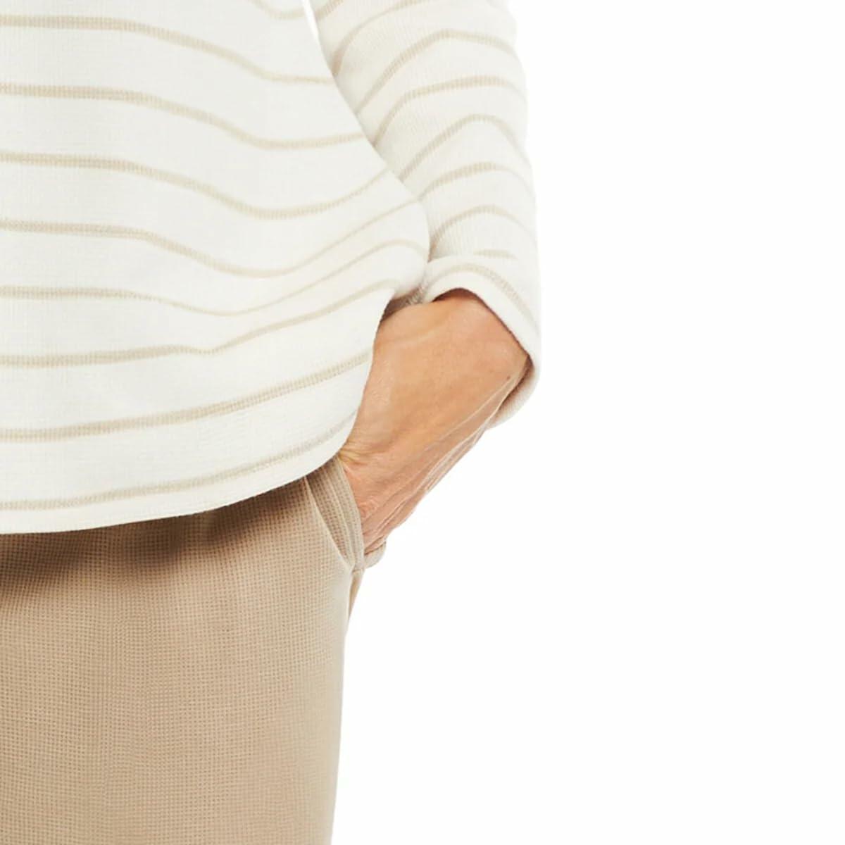 Max & Mia Women's 2 Piece Stripe Waffle Knit Lounge Set, Hoodie and Jogger (US, Alpha, X-Large, Regular, Regular, Toast (Brown))