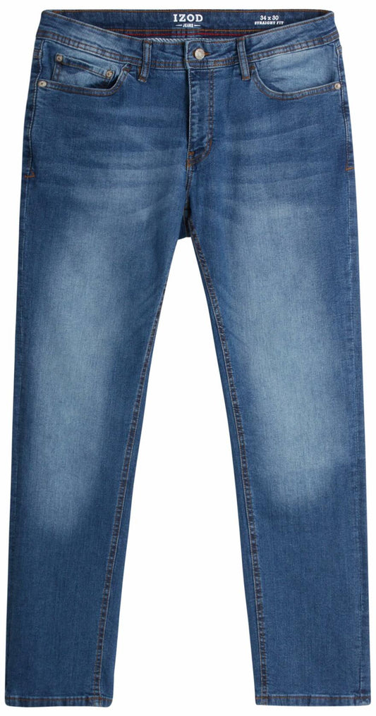 IZOD Men's Straight Leg Jeans - Comfortable Stretch Casual Pull On Denim Jeans for Men - Lightweight Men's Fashion Pants, Size 40W x 34L, Med Stone Wash