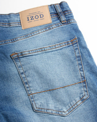 IZOD Men's Straight Leg Jeans - Comfortable Stretch Casual Pull On Denim Jeans for Men - Lightweight Men's Fashion Pants, Size 40W x 34L, Med Stone Wash