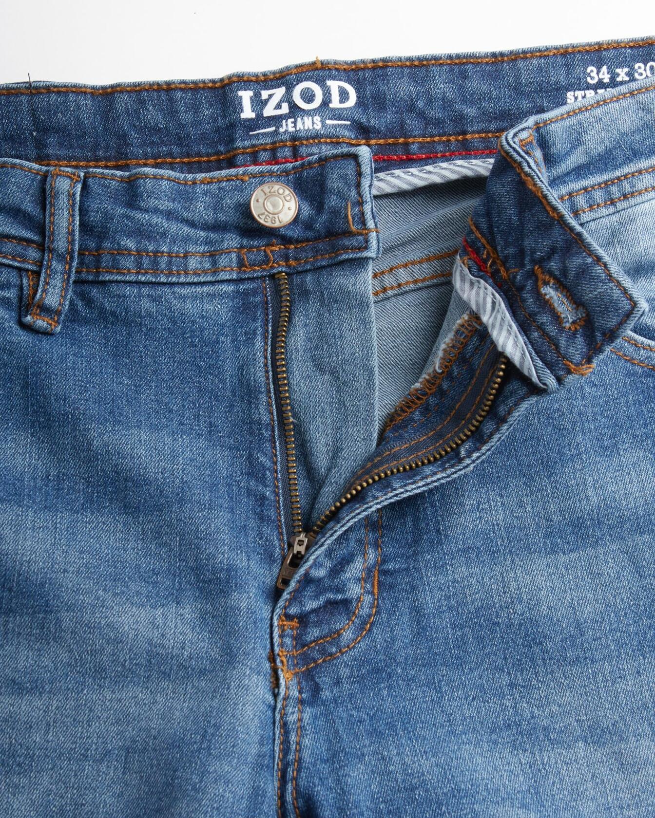 IZOD Men's Straight Leg Jeans - Comfortable Stretch Casual Pull On Denim Jeans for Men - Lightweight Men's Fashion Pants, Size 40W x 34L, Med Stone Wash