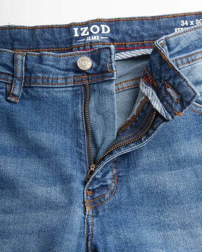 IZOD Men's Straight Leg Jeans - Comfortable Stretch Casual Pull On Denim Jeans for Men - Lightweight Men's Fashion Pants, Size 40W x 34L, Med Stone Wash