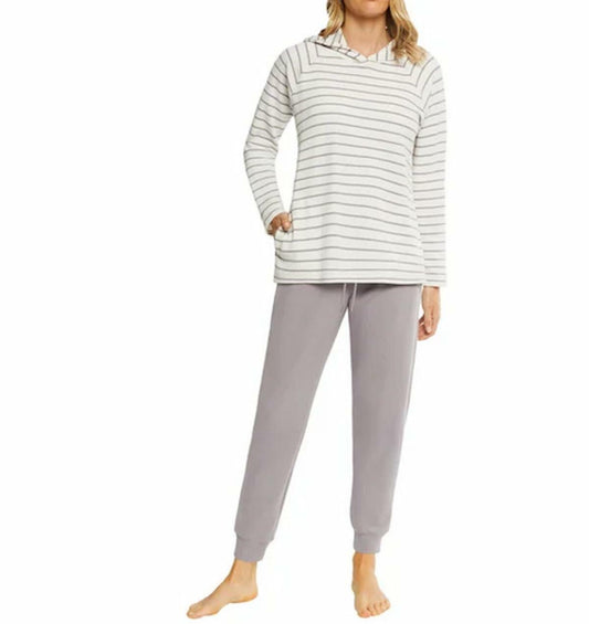 Max & Mia Women's 2 Piece Stripe Waffle Knit Lounge Set, Hoodie and Jogger (US, Alpha, XX-Large, Regular, Regular, Dusty Plum (Purple))