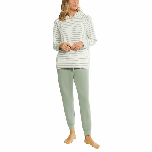Max & Mia Women's 2 Piece Stripe Waffle Knit Lounge Set, Hoodie and Jogger (US, Alpha, XX-Large, Regular, Regular, Sage (Green))
