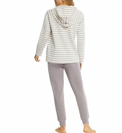 Max & Mia Women's 2 Piece Stripe Waffle Knit Lounge Set, Hoodie and Jogger (US, Alpha, X-Large, Regular, Regular, Dusty Plum (Purple))